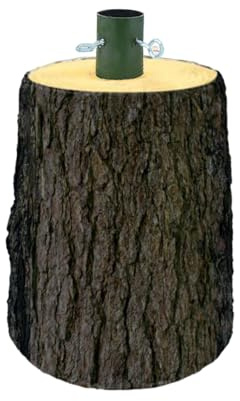 MA MAISON Base Supporto per Albero di Natale – Effetto Tronco Realistico, in PVC, Gancio Metallo, Supporto per Alberi, Decorazioni - Kit di Fissaggio (Tronco Naturale 35xh45+5 cm Alberi 210/240cm)