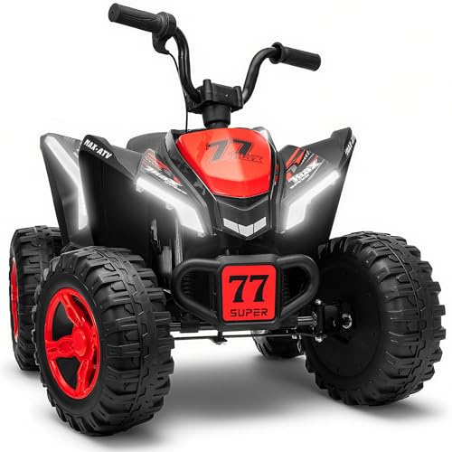 Letsgoride Kids ATV 4 Wheeler, Two Seater 24V Ride On Toy for Big Kid w/Unique LED Light, Music, Wireless, Story, 24 Volt Ride on Car Electric Quad for Boys Girls (Red)