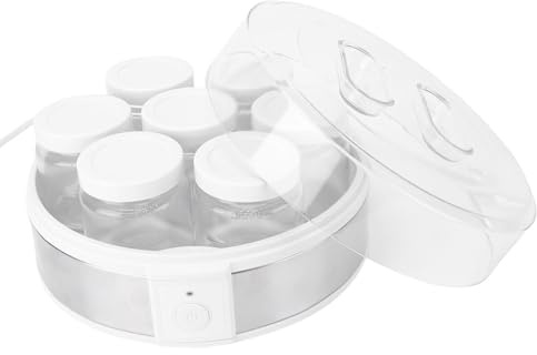Zunate Elektrisk Yoghurtmaskin med 7 Glaskoppar, 20W Multifunktionell Hemmagjord Yoghurtmaskin för Grekisk Yoghurt, Sylt, Puddingar, Glass, Konstant Temperaturjäsning, Bärbar och