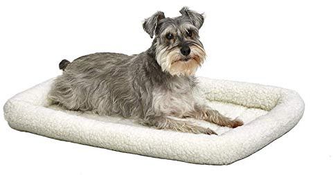 MidWest Homes for Pets QuietTime Dog Bed – White Fleece Bolster, Ultra-Soft and Machine Washable, Fits 76 cm Crates and Carriers, for Medium Breed Dogs