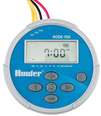 Hunter Node 100 Battery Operated Sprinkler Timer with Solenoid, Waterproof Irrigation Controller for Valves, Wireless, Outdoor, Easy Install, No Wiring Needed for Drip or Remote Systems