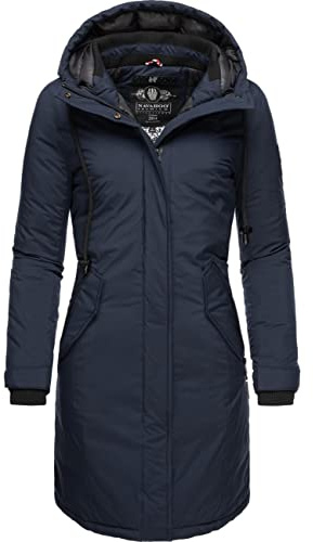 Navahoo Damen Wintermantel Winterparka mit Kapuze Letiziaa Blau Gr. M