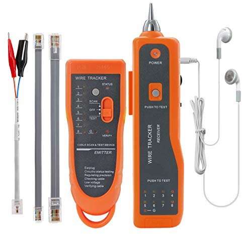 Wire Tester RJ45 RJ11 Cable Tracker Line Finder Multifunction Wire Tracker Ethernet LAN Network Cat5 Cat6 with Earphone for Cable Collation BOOGIIO