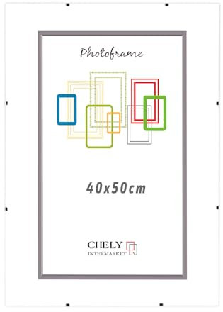 CHELY INTERMARKET MOD300 Marco Portafoto Clip Metacrilato Sin Borde Moderno 40x50cm Montaje Vertical Horizontal Decoración Posters Carteles Oficinas Galerías Color Transparente Incluye 1 Unidad
