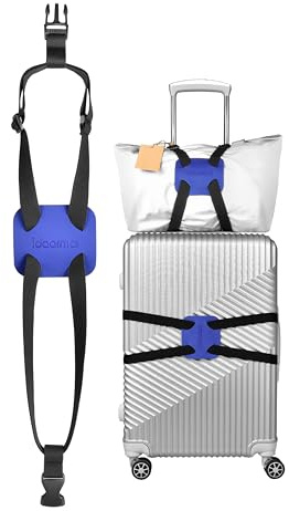 Sangles de bagage élastiques pour bagages, valise haute élasticité, sac ceinture réglable avec boucles (noir/bleu)