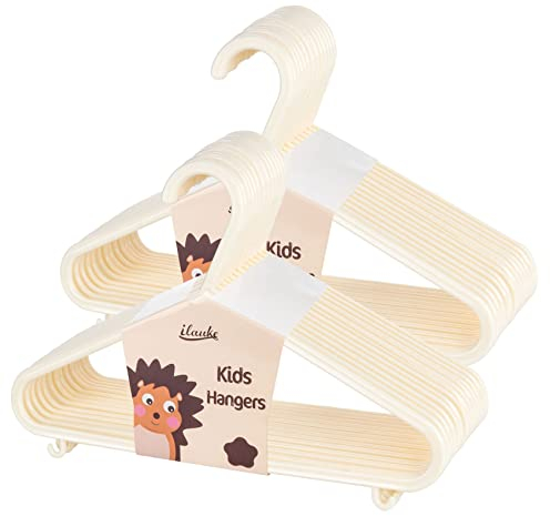 ilauke Babykleiderbügel Set, 40 Stück Kinderkleiderbügel Kleiderbügel Kleiderbügel für Babys und Kleinkinder, 28,5CM, Beige