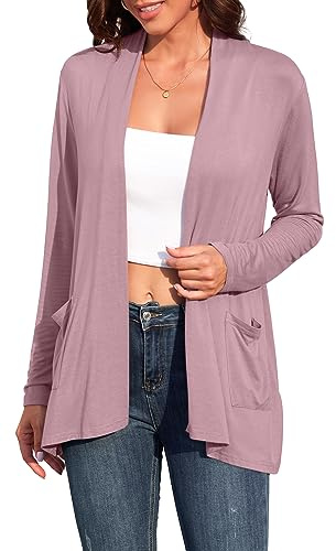 TASAMO Lightweight Plus Size Duster Kimono with Pockets Floral Knit Draped Travel Outfits Flowy Cover Up