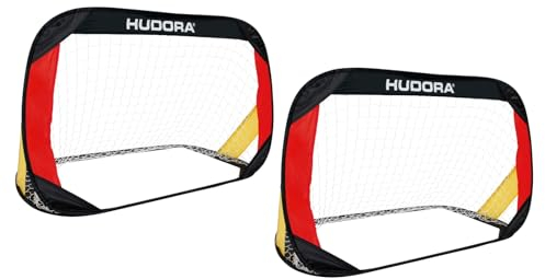 HUDORA Pop Up-Fußballtor 2er Set - Faltbare Fußballtore für Kinder & Erwachsene - Fußballtorset Garten mit Tragetasche & Heringen - Fußball-Tore für Garten / Park & Strand