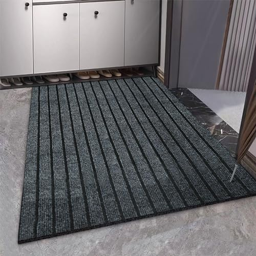 Swsen Felpudo - Alfombra Antideslizante para Puerta Interior y Exterior - Lavable con Excelente Capacidad de Absorción de Suciedad y Humedad, Gris, 40 x 60 cm