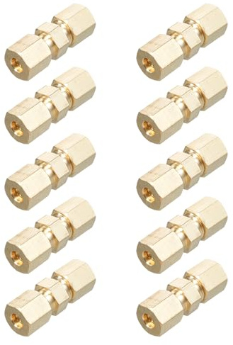 Mulcort Lot de 10 Raccord de Compression 3/16 Pouces, Raccord de Tube de Compression en cuivre, Raccords d'adaptateur de Conduite de Frein pour camions remorques