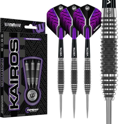 WINMAU Darts Kairos 21g 90% Professionelles Wolfram Dartpfeile-Set mit Stahlspitze mit Dart Flüge und Dartschäfte