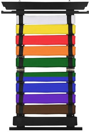 SUMNACON Schwarzer 10 Gürtel aus Bambus, Kampfsport-Gürtelhalter, Karate-Taekwondo-Gürtel-Organizer, Wand, Kampfsport-Gürtel, Präsentationsständer, Medaillenhalter für Karate-Taekwondo-Anfänger (ohne