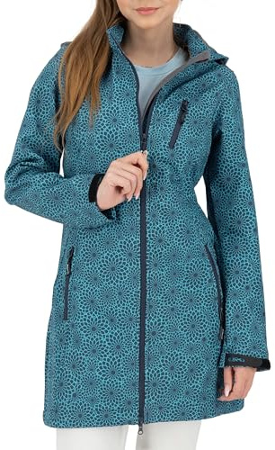 DEPROC A.C.T.I.V.E dam Damen Softshellmantel Mit Abnehmbarer Kapuze Übergangsjacke Kurzmantel Shelby Long Softshellrock