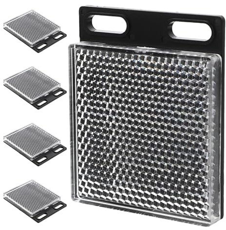 Operitacx Square Reflector Panel 5-Pack for Photoelectric Beam Sensors Retroreflective Outdoor Security Reflector Enhancing Nighttime Visibility Easy Installation