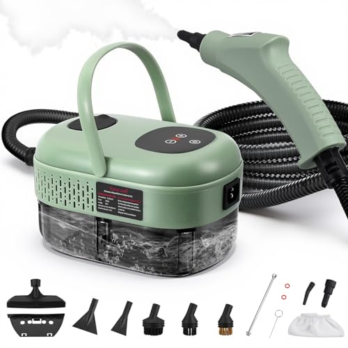 Pulitore a Vapore Portatile Steam Cleaner Per Divani e Tessuti Vapore Pulizia Macchina, 2500W– Pressione 3 Bar & Vapore a 105°C,6 Livelli Vapore, 1,1L