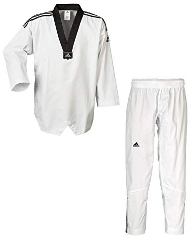 Adidas Dobok Adiclub 3S taekwondo unifrom; black lapel, Men, 180 cm
