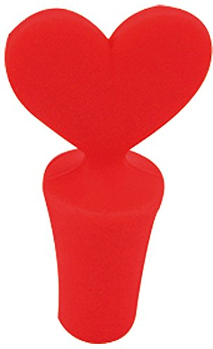 Fackelmann Tapón Vino Silicona Rojo con forma de Corazón 8x4cm. 1 ud.