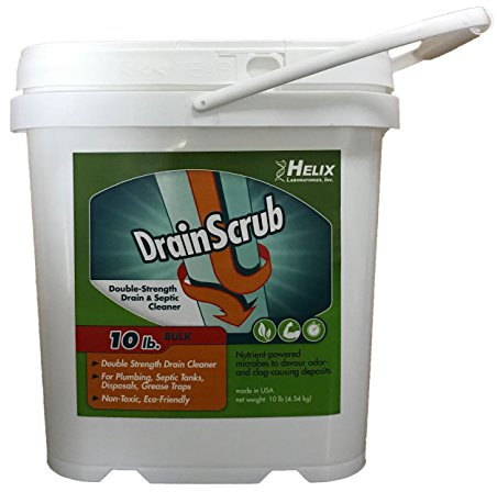 DrainScrub Powder Enzyme Drain Cleaner and Septic Treatment Environmentally Friendly Bacteria Unclog and Deodorize Pipes (10 lbs)