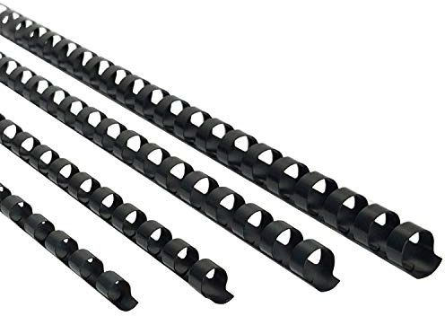 Rayson CR681012-BK Plastic Comb Binding Ring, 1/4in,5/16in,3/8in,1/2in, 19-Ring Letter Size, Black Comb Spines, Multi-Size Pack of 100