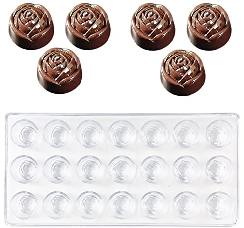 Moule Transparent à Chocolat, Moule à Bonbons en Plastique Transparent, pour Faire des Bonbons Sphériques, du Chocolat, des Collations pour Gâteaux(Forme Rose)