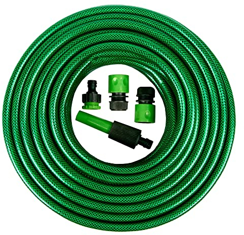 ZENO Reinforced Garden Hose Pipe with Spray Nozzle Fittings, 30M Garden Hose, Wear and Tear Resistant, Leak and Burst Proof, Kink Free, Easy Storage