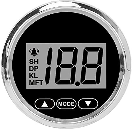 01 Tiefenmesser, Edelstahl-Lünette Wasserdicht 52 mm / 2 Zoll Digitaler Tiefenmesser für Yachten Fischerboote für kleine und mittelgroße Boote