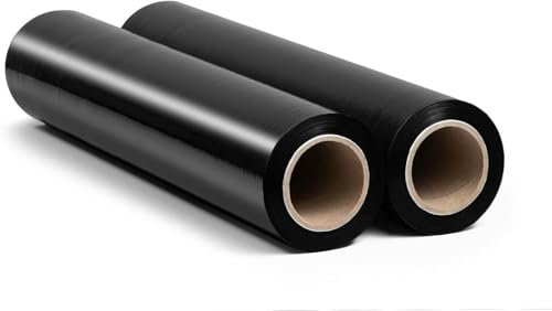 RAGO® Film etirable demenagement noir 2 pièces 130 m I 7,5 × 7,5 × 40 cm Film etirable Film palette Film noir emballage I Rouleau emballage colis I Plastique Protection pour Colis et Meubles 130 m
