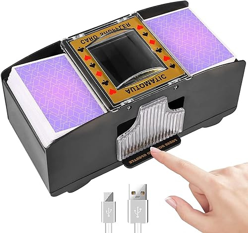 Máquina barajadora automática de cartas, juego de puente, máquina mezcladora electrónica de 2 barajas, USB+funciona con pilas, barajador de cartas eléctrico automático de póquer