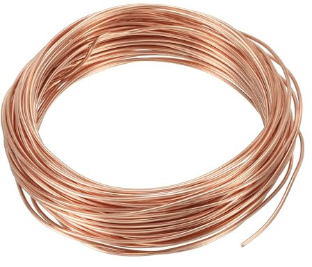 PATIKIL 15m Basteldraht Solide Nackt Kupfer Draht 17 Gauge 99.9% Reiner Kupferdraht 1.5mm Weich Perlendraht Metall Pflanze Stengel Bindungen für Schmuck Basteln (15m)