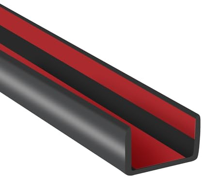 Rubber Edge Trim, 1/2 Self Adhesive Flexible U Channel Edge Protecter for Plywood, Tables, Desks, Cabinets, Counter Top, Wide U Shaped Edge Trim, Edge Banding, Black Color, 20Ft