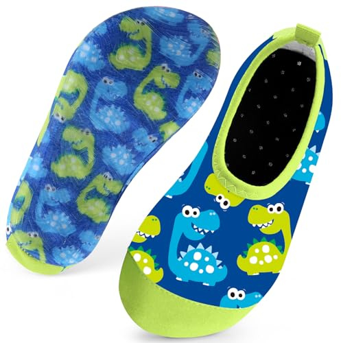 Kids Swim Water Shoes for Boys Toddlers Baby Aqua Socks for Kids Quick Dry Pool Beach Barefoot Children（Dinosaurs Blue 30/31