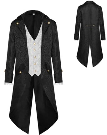 Maciun Chaqueta Steampunk para Hombres, Chaqueta Victoriana para Hombres - Chaqueta de Abrigo Victoriano Tailcoat | Gótico medieval renacentista, Disfraz de Cosplay para Hombres Adolescentes
