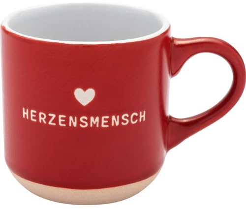 GRUSS & CO Espressotasse mit Gravur Herzensmensch | Tasse aus Steinzeug, 10 cl, mit Geschenk-Banderole | Geschenk Freunde, Geburtstag | 73935