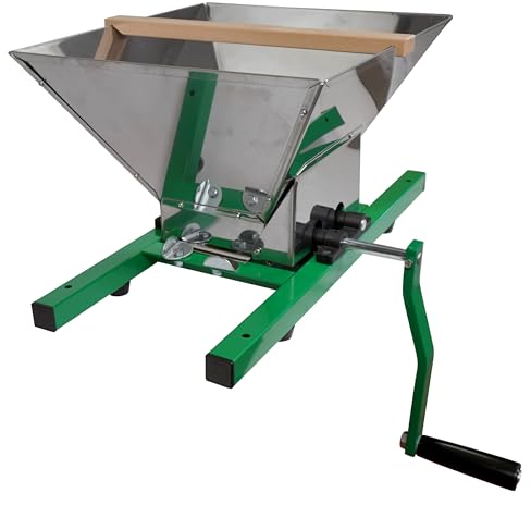 Kleine Beerenmühle: manuell/Handbetrieb, mit 7 ltr. Edelstahltrichter, mit speziellen Quetschwalzen zum Maischen von Beeren und Trauben