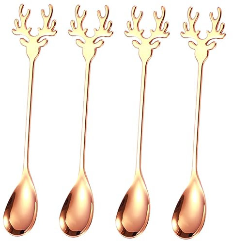 DRESSOOS 4 Pezzi Cucchiaio Da Cartone Animato Cucchiaio Da Caffè Espresso Cucchiaino Da Tè In Metallo Cucchiai Da Caffè Cucchiaio Da Riso Cucchiaio Da Mescolare In Acciaio Inossidabile