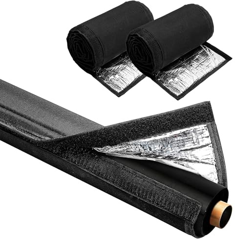 Nkiy Quen 2 Pcs 3 Layers HVAC Copper Pipe Insulation Cover, 72x10.2 Inch 600D Oxford AC Pipe Insulation Covers for Outside, Flexible Black Copper Line Insulation Sleeve for Central AC Mini Splits
