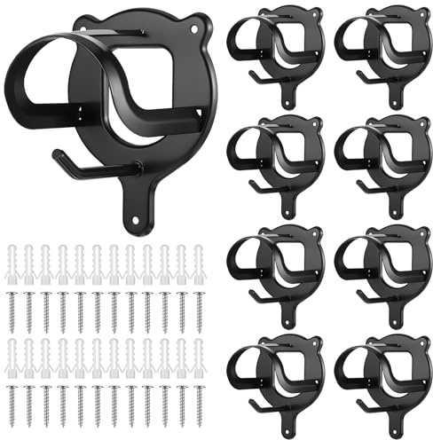 Exclaith 8 Counts Horse Bridle Rack, Metal Bridle-Hooks Bracket Bridle Bracket Bridle-Hooks Metal Bridle-Holder with Tubes and Screw Bridles-Holder Wall Mount for Horse Barn Supplies, Black