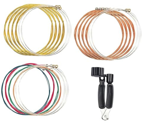 JISADER Cuerdas de guitarra acústica para principiantes, práctica musical, regalo, cuerdas de acero de repuesto, Style a