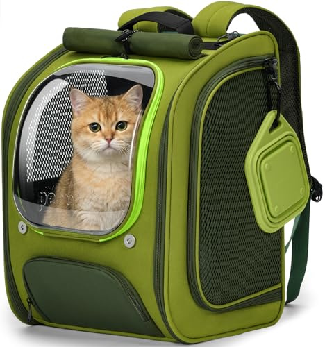 Pecute Cat Backpack Carrier,Large Space Cat Bubble Backpack,Ergonomic,Green