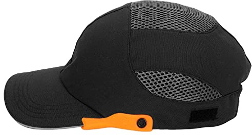 Hyuduo Baseball Cap Skyddshjälm Lätt Huvudskydd med Ventilationsnät och Justerbar Rem för Utomhussport och Industriarbete Svart One Size (Svart med orange kant)