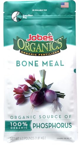 Jobe's Organics Granular Bone Meal Fertilizer, Strong Root Development for Bulbs, Tomatoes, Roses, and Other Flowering Plants, 4 lbs Bag
