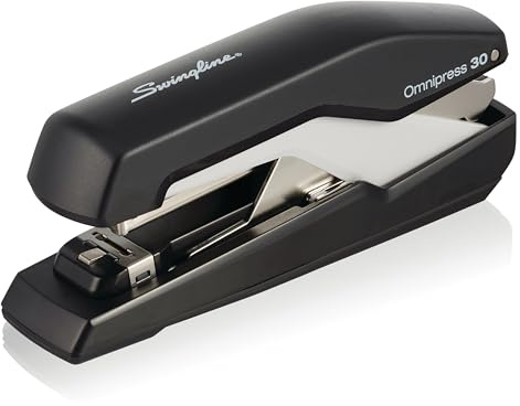Swingline Stapler, Omnipress 30 Stapler, Press Anywhere for Easier Use, 30 Sheet Capacity, Black/Gray (5000585A)