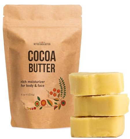 Better Shea Butter Cocoa Butter - 8 oz Block, Deeply Moisturizes Skin, Diminishes Scars, Stretch Marks, Soothes Dry Skin