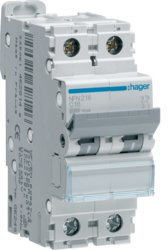 disjoncteur hager - 2 pôles - 32a - 6ka - courbe b - vis / vis