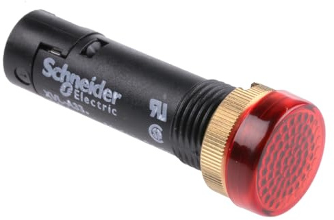 Schneider Electric XVLA334 Voyant Lumineux Rond, DEL Intégrée, Bornes, IP 40, 12 mm Diamètre de Fixation, 16 mm Hauteur x 16 mm Largeur x 51 mm Profondeur, 24 V, Rouge