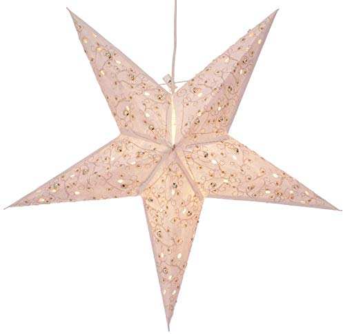 GURU SHOP Faltbarer Advents Leucht Papierstern, Weihnachtsstern 60 cm - Platon Naturweiß, Papiersterne 60 cm