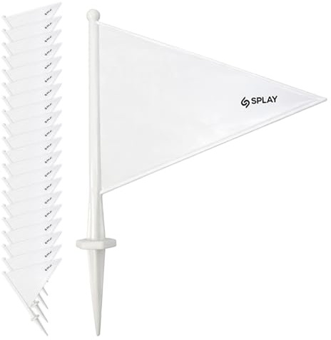 Splay Cricket Boundary Flags Marker for Playground | Set of 20 White Sports Flag | Suitable for Cricket Pitch & Boundary Marking, Training Sports, Made up of Plastic
