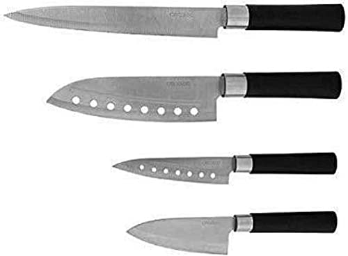Cecotec Santoku Set di coltelli spessi 2 mm, coltello da intaglio, coltello da cuoco, coltello multiuso, coltello da taglio, presentazione in custodia