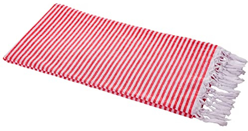 Carenesse Hammam handduksränder 90 x 180 cm röd 100% bomull I väldigt lätt hamam handduk extremt liten förpackningsstorlek I extra tunn peshtemal/futa absorberande och snabbtorkande I sommarpläd