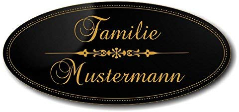 Türschild, Briefkastenschild, Klingelschild, 70-300-013-SG, Acryl, Oberfläche schwarz glänzend, Gravur gold, individuell anpassbar